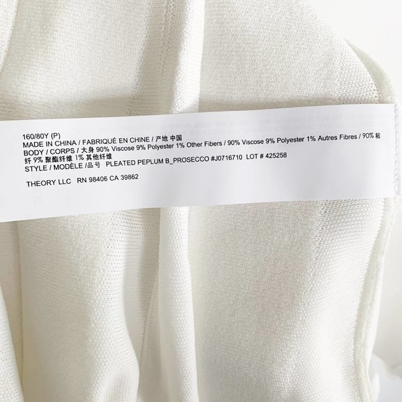 Theory Pleated Peplum Sleeveless Sweater, Eggshell - Picture 11 of 11